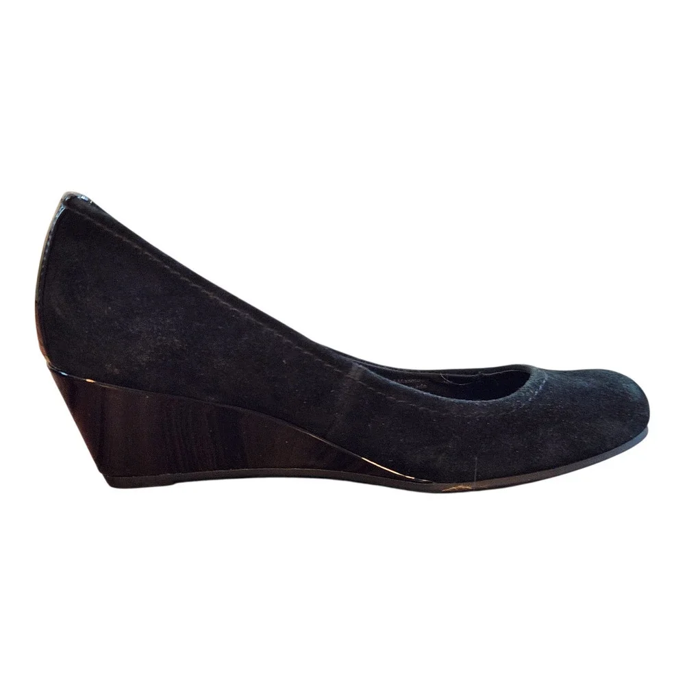 Giani‎ Bernini GB Jileen black leather suede sz 5m wedge heel slide on
